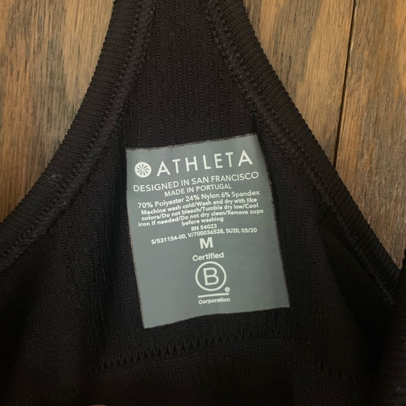 Athleta Renew built-in bra tank ribbed camisole racerback - black - Picture 4 of 10
